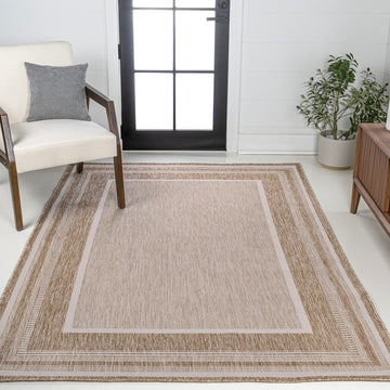 Beckett Classic Casual Border Stripe Indoor/Outdoor Area Rug